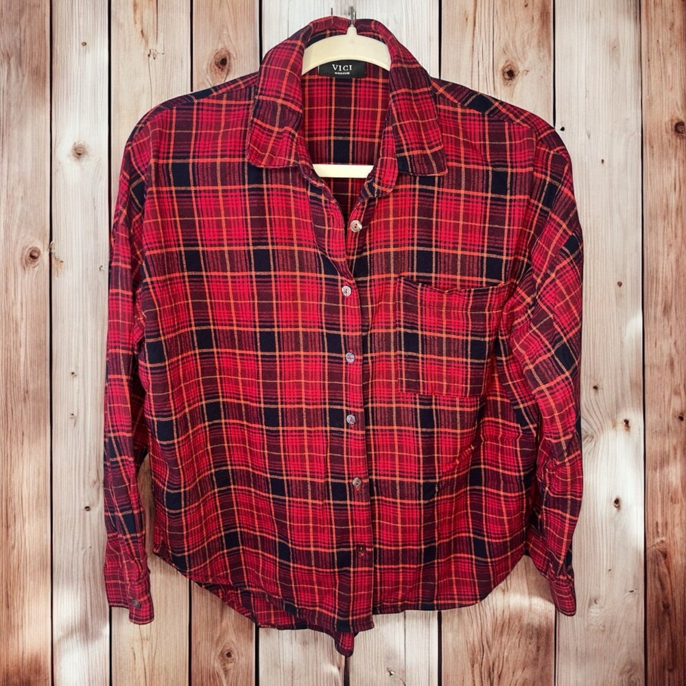 VICI Red and Black Plaid Shirt
